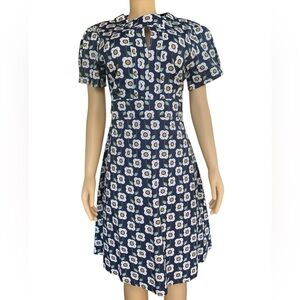 Circus Navy Cotton Floral Puff Sleeve Midi Dress